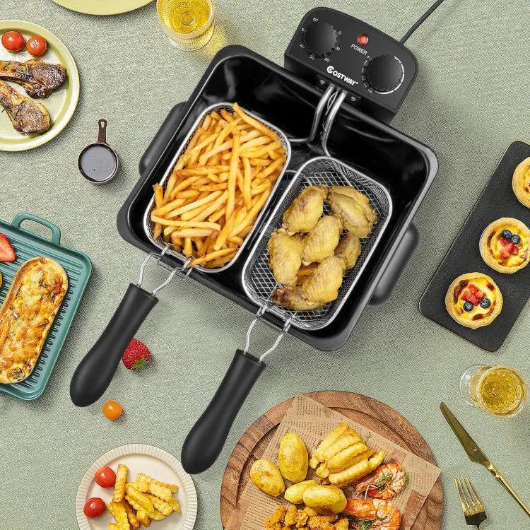 Electric Deep Fryer 5.3QT/21-Cup Stainless Steel 1700W with Triple Basket by DirectDeals