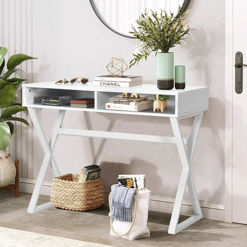 Modern Computer Desk Makeup Vanity Table with 2 Storage Compartments by DirectDeals