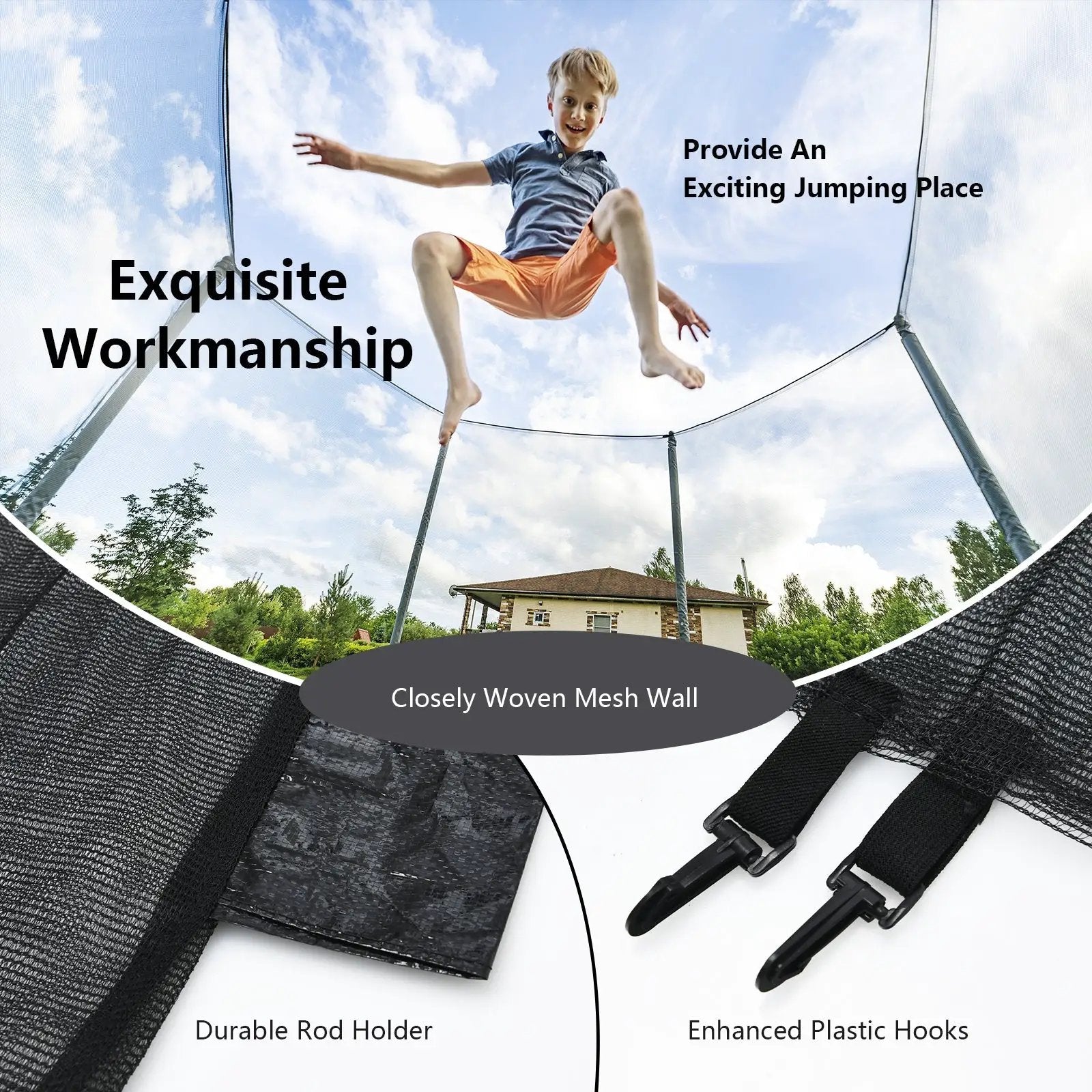 10 Feet Trampoline Safety Replacement Protection Enclosure Net by DirectDeals