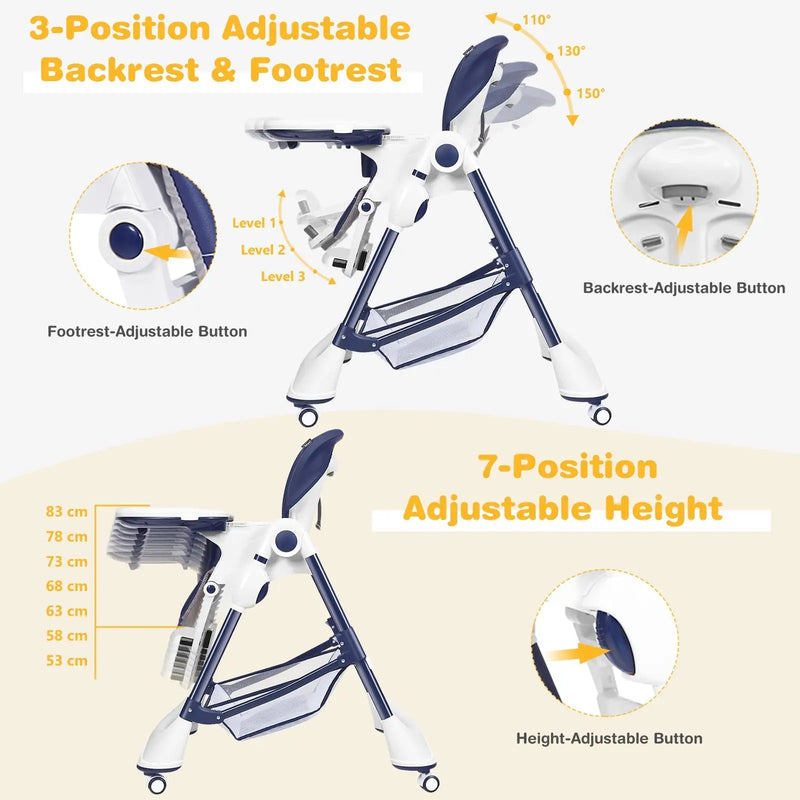 A-Shaped High Chair with 4 Lockable Wheels by DirectDeals