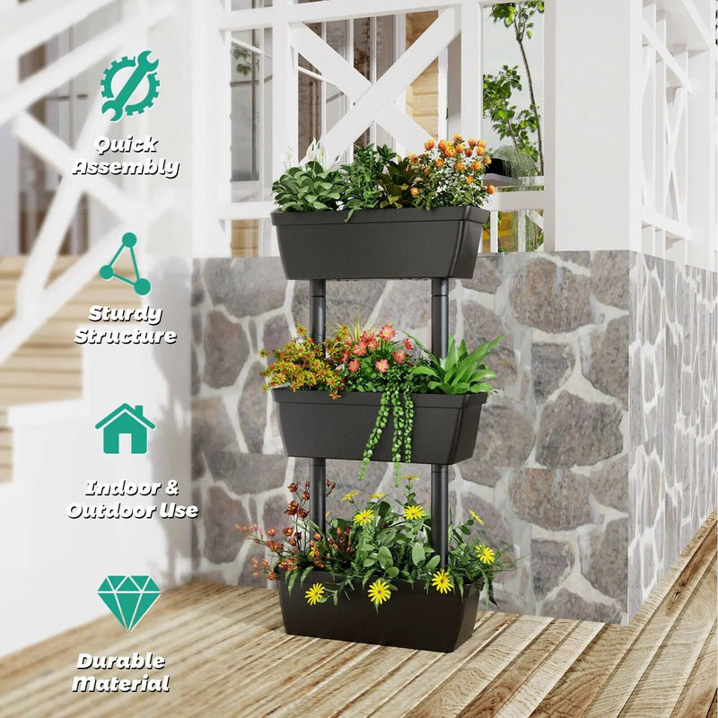 3-Tier Freestanding Vertical Plant Stand for Gardening and Planting Use by DirectDeals