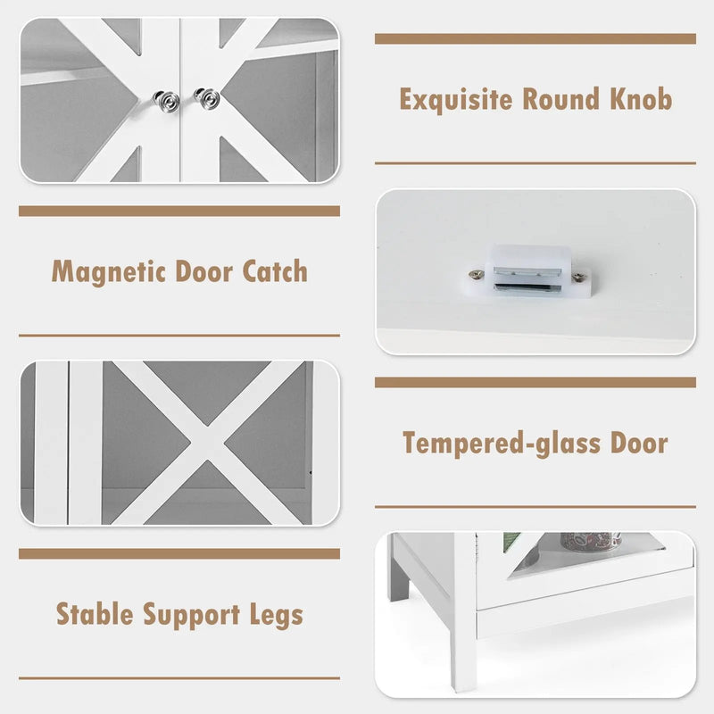 Freestanding Kitchen Buffet Cabinet with Glass Doors and Adjustable Shelf by DirectDeals