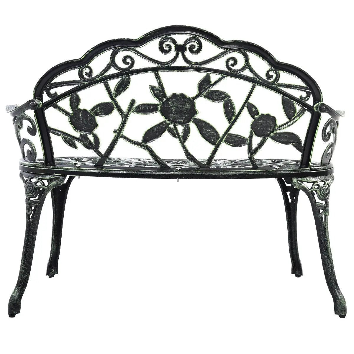Outdoor Cast Aluminum Patio Bench Antique Rose, photo 15 of 16