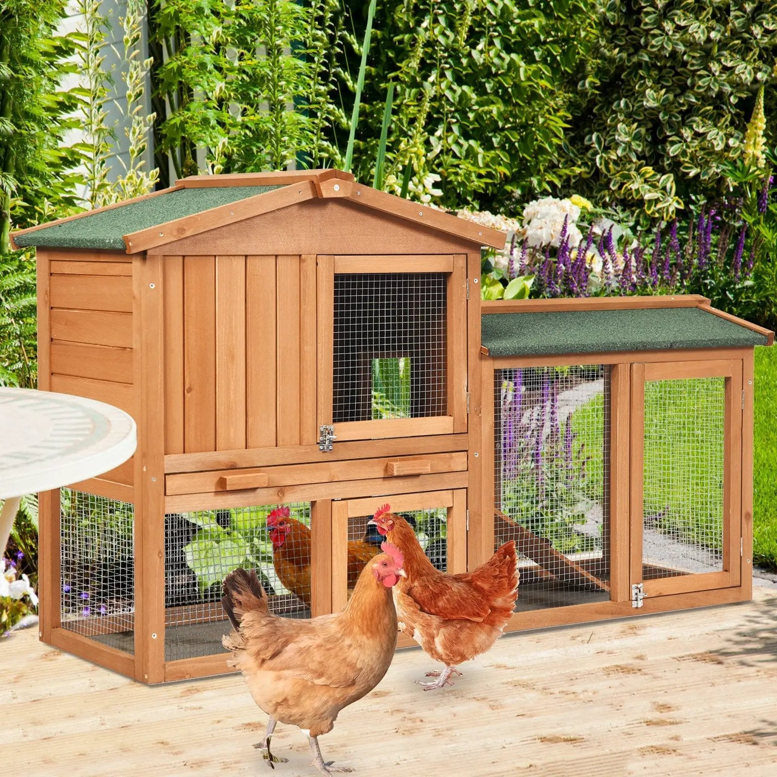 58 Inch Weatherproof Wooden Rabbit Hutch-Brown by DirectDeals