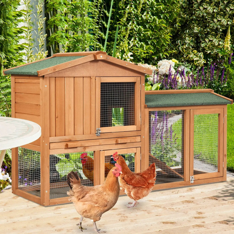 58 Inch Weatherproof Wooden Rabbit Hutch-Brown by DirectDeals
