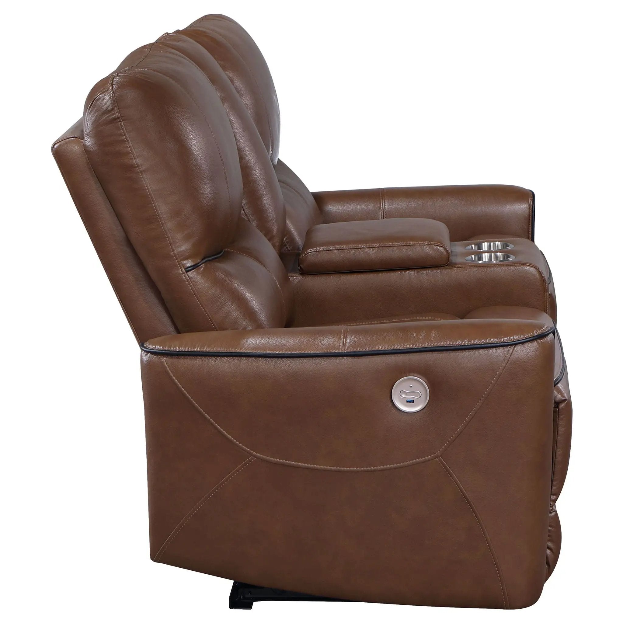 Greenfield Upholstered Power Reclining Loveseat Saddle Brown by Unique Piece Furniture