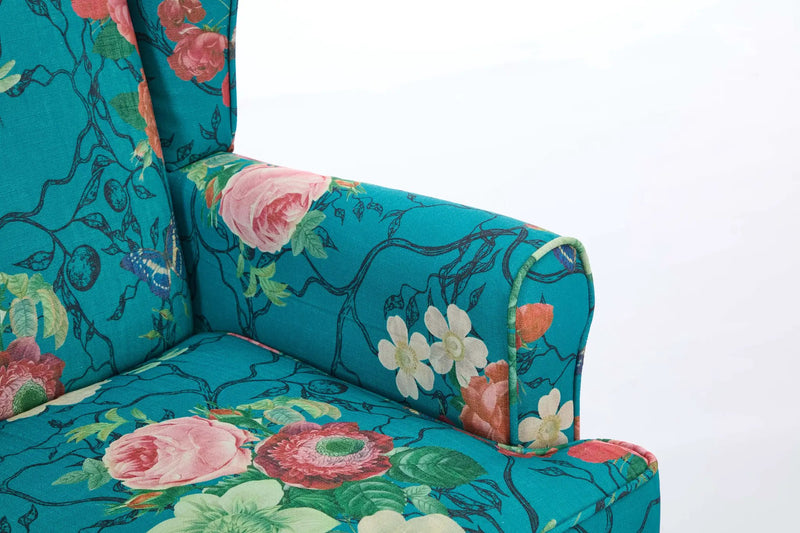 Modern Accent Chair with Retro Wood Legs - Floral by HouseOfZazla