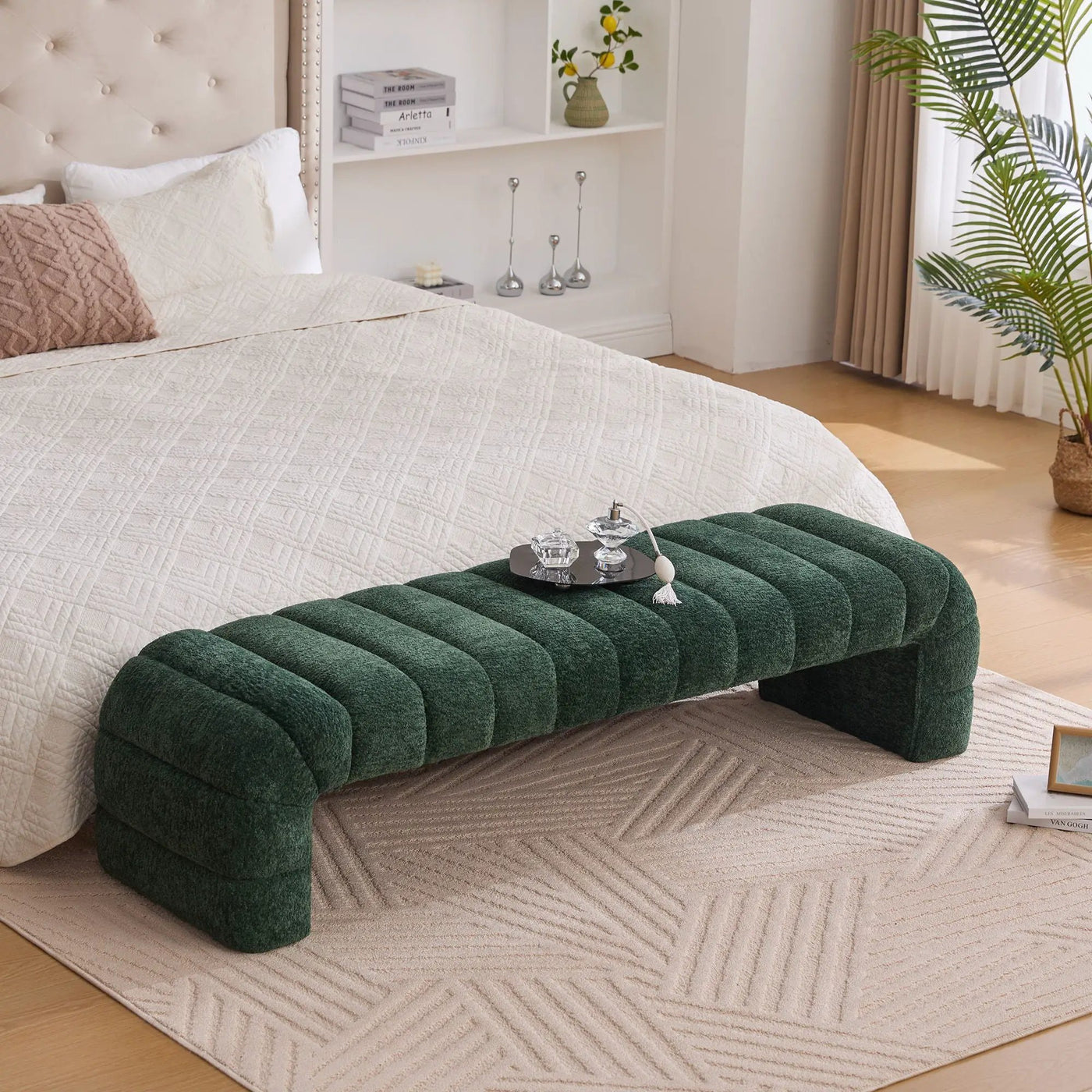 Modern Upholstered Armless Bed Bench With Channel Tufted Design by Unique Piece Furniture