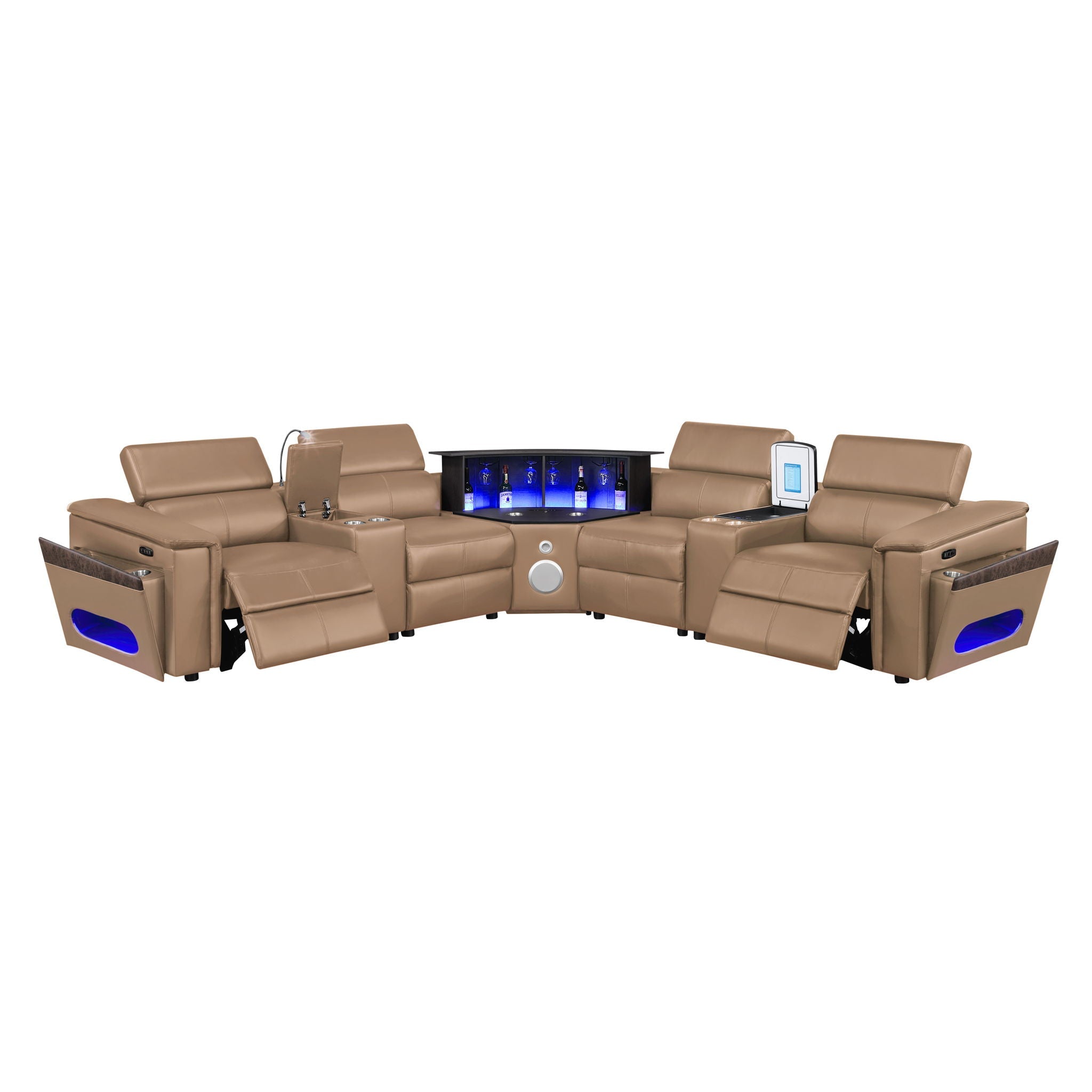 Nova - Sectional With Bluetooth Speaker, LED And Lifting Wine Cabinet by HouseOfZazla