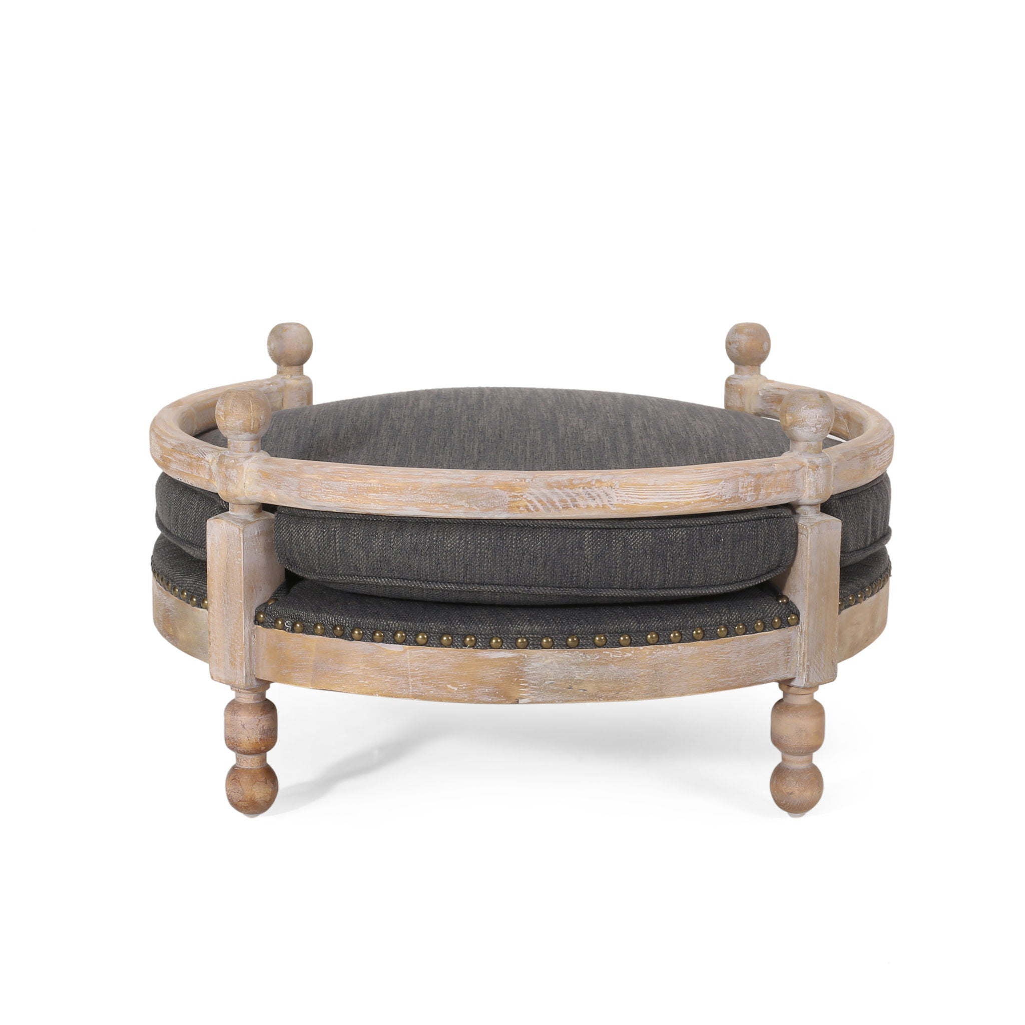 Round Pet Sofa, Wide Upholstered Pet Bed - Charcoal by HouseOfZazla
