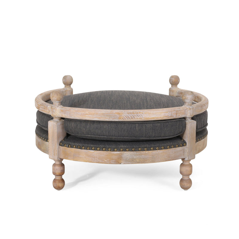Round Pet Sofa, Wide Upholstered Pet Bed - Charcoal by HouseOfZazla