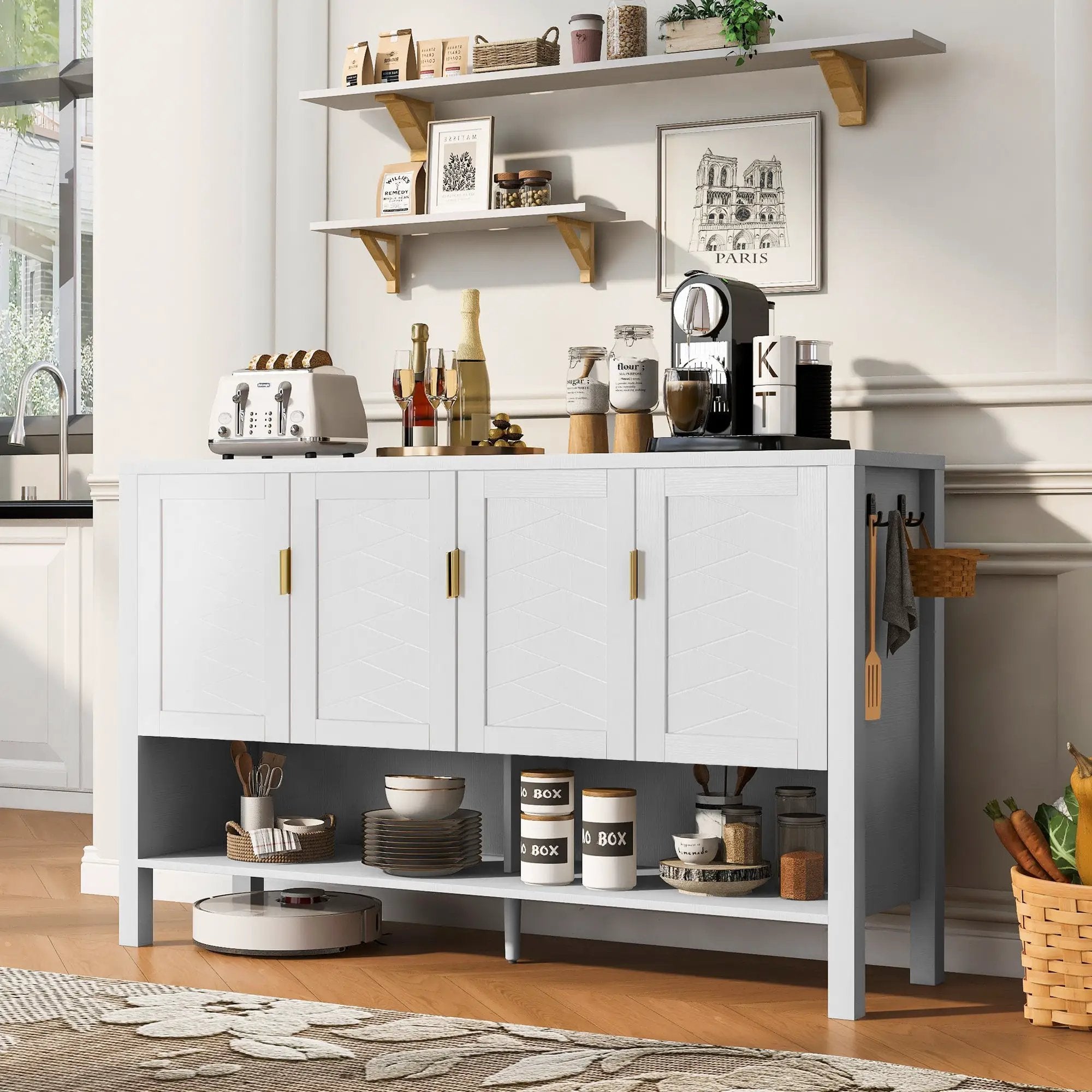 U_STYLE 55.1'' Storage Sideboard with 4-Doors by HouseOfZazla