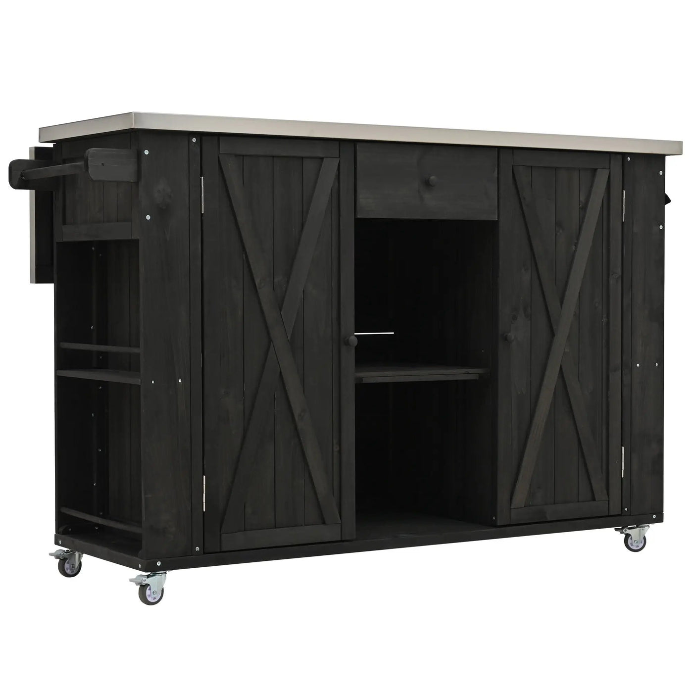Outdoor Kitchen Island With Stainless Steel Top, Ample Storage Space, Towel And Spice Racks And A Bottle Opener by Unique Piece Furniture