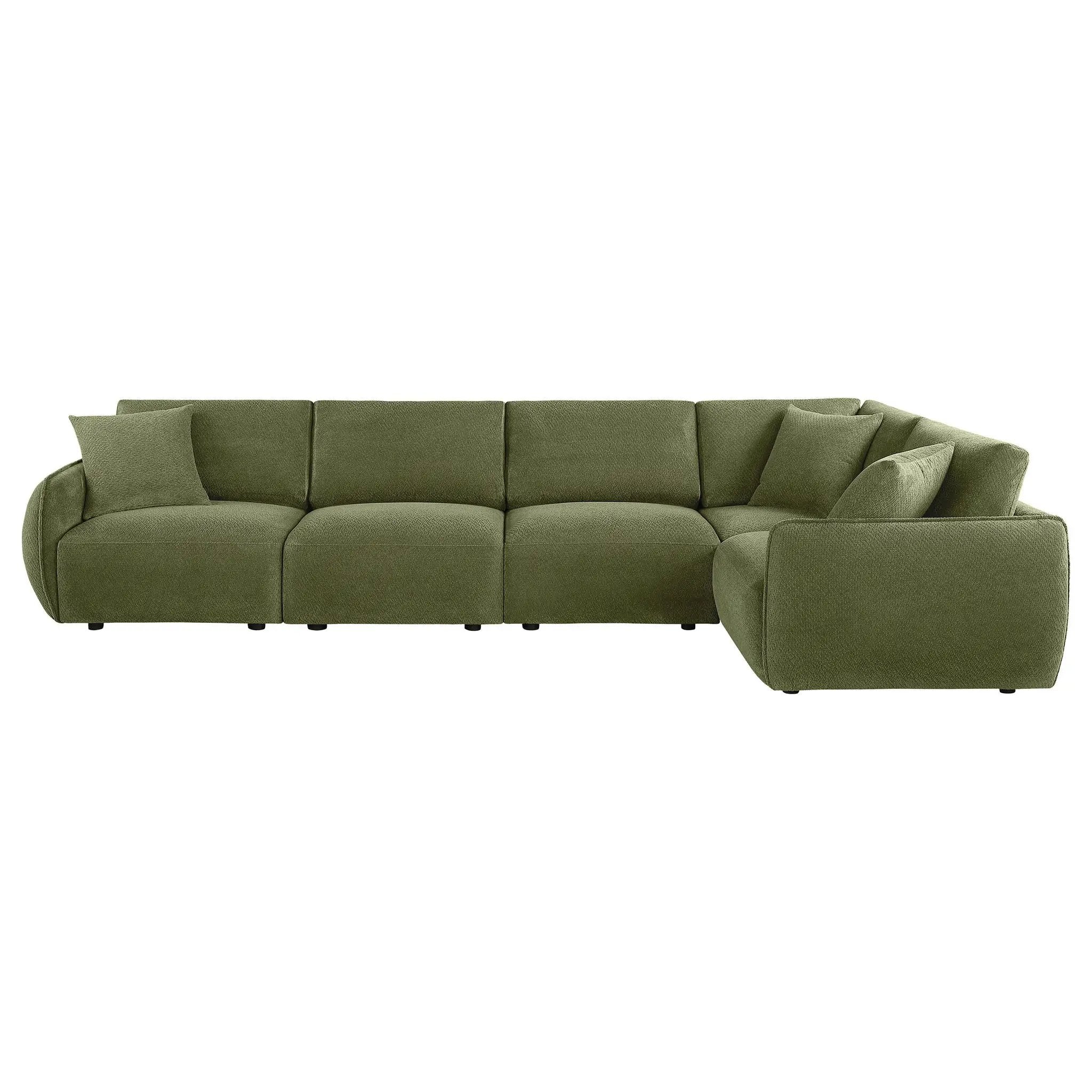 Elysia 5-piece Chenille Upholstered Modular Sectional Sofa Green by Unique Piece Furniture