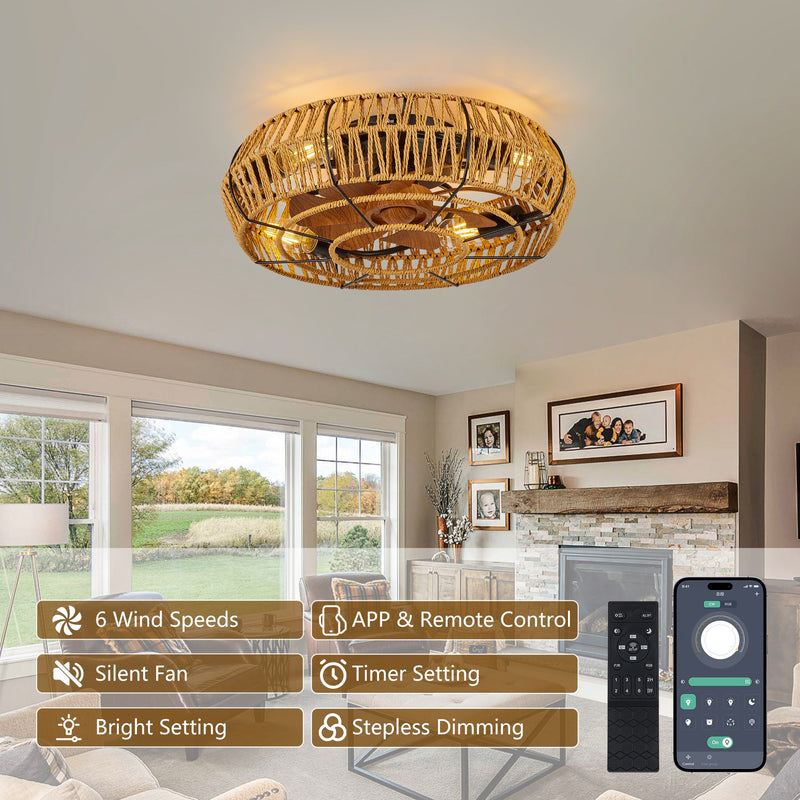 19" Caged Ceiling Fan with Lights and Remote by HouseOfZazla