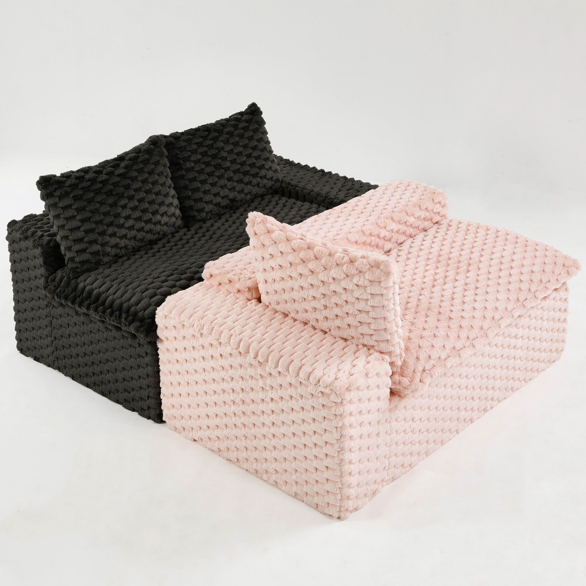Multifunctional Sofa Pink Black, Fits 4 People by HouseOfZazla