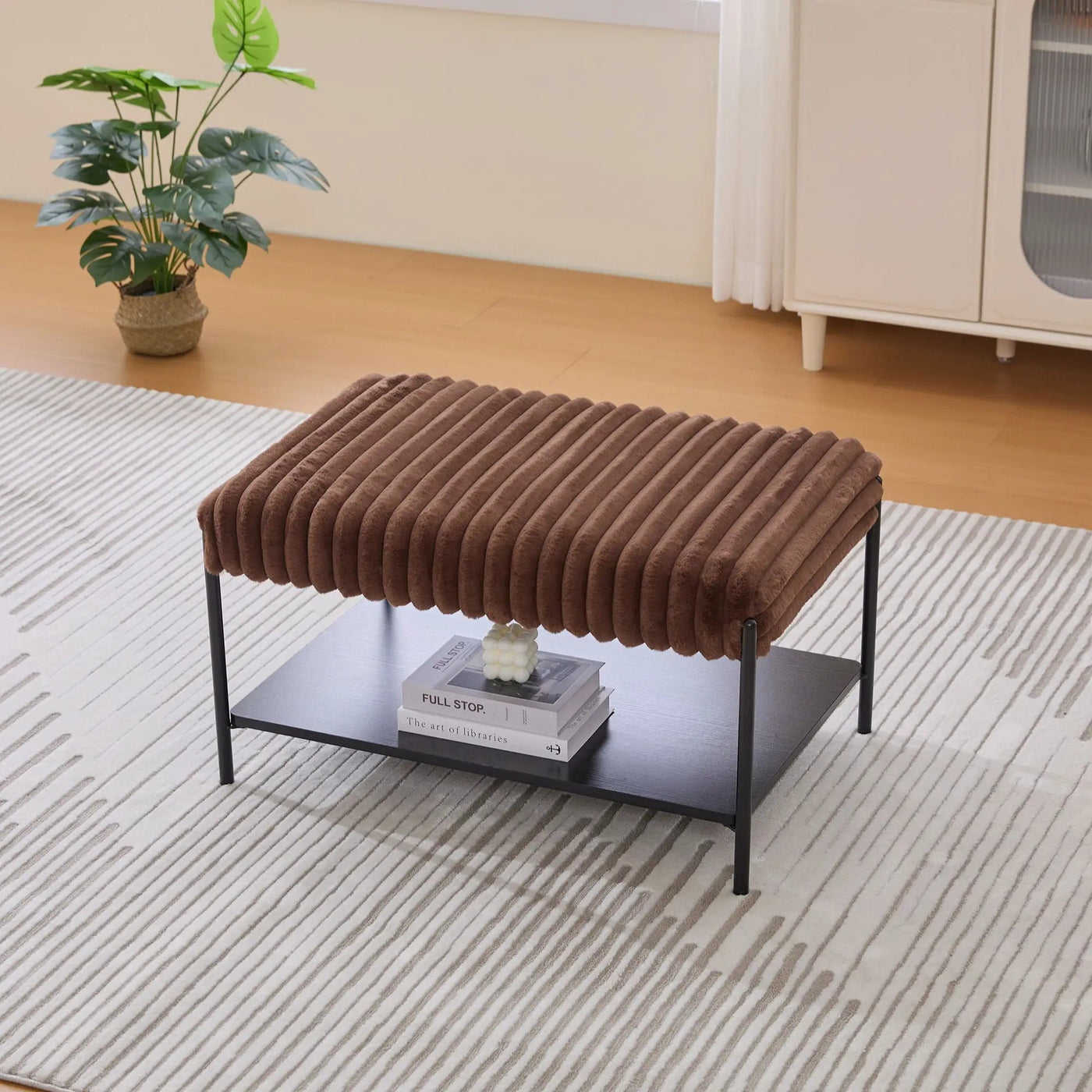 Upholstered Ottoman Coffee Table Foot Rest With Open Storage by HouseOfZazla
