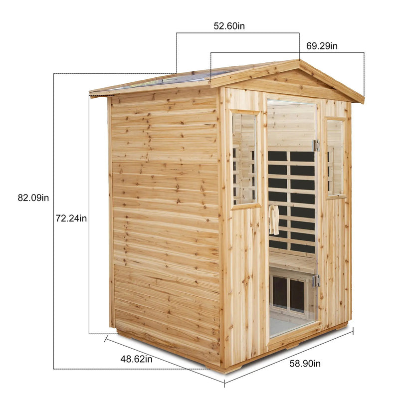 4 Person Old Fir Far Infrared Outdoor Sauna Room - Natural by HouseOfZazla