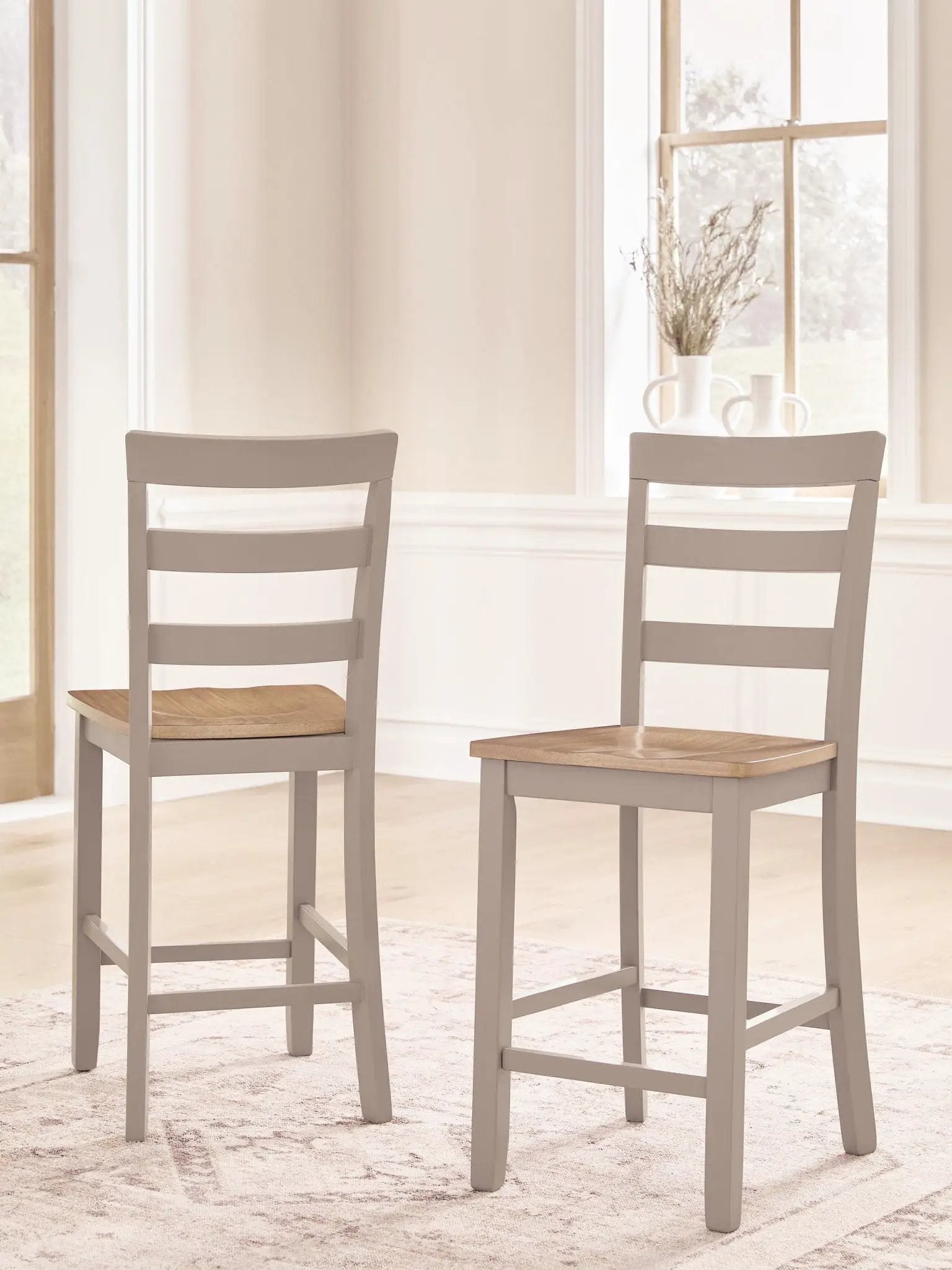 Harperfeld - Barstool (Set of 2) - Natural / Gray by Unique Piece Furniture