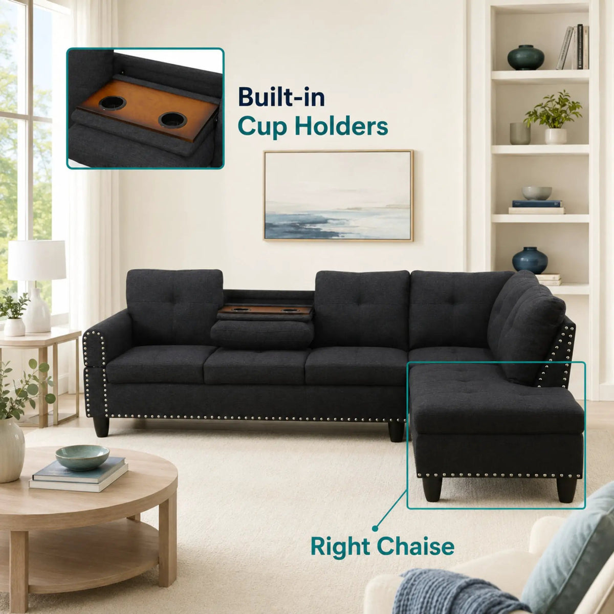 L-Shaped Sectional Sofa - 69.5" x 97.5" by HouseOfZazla