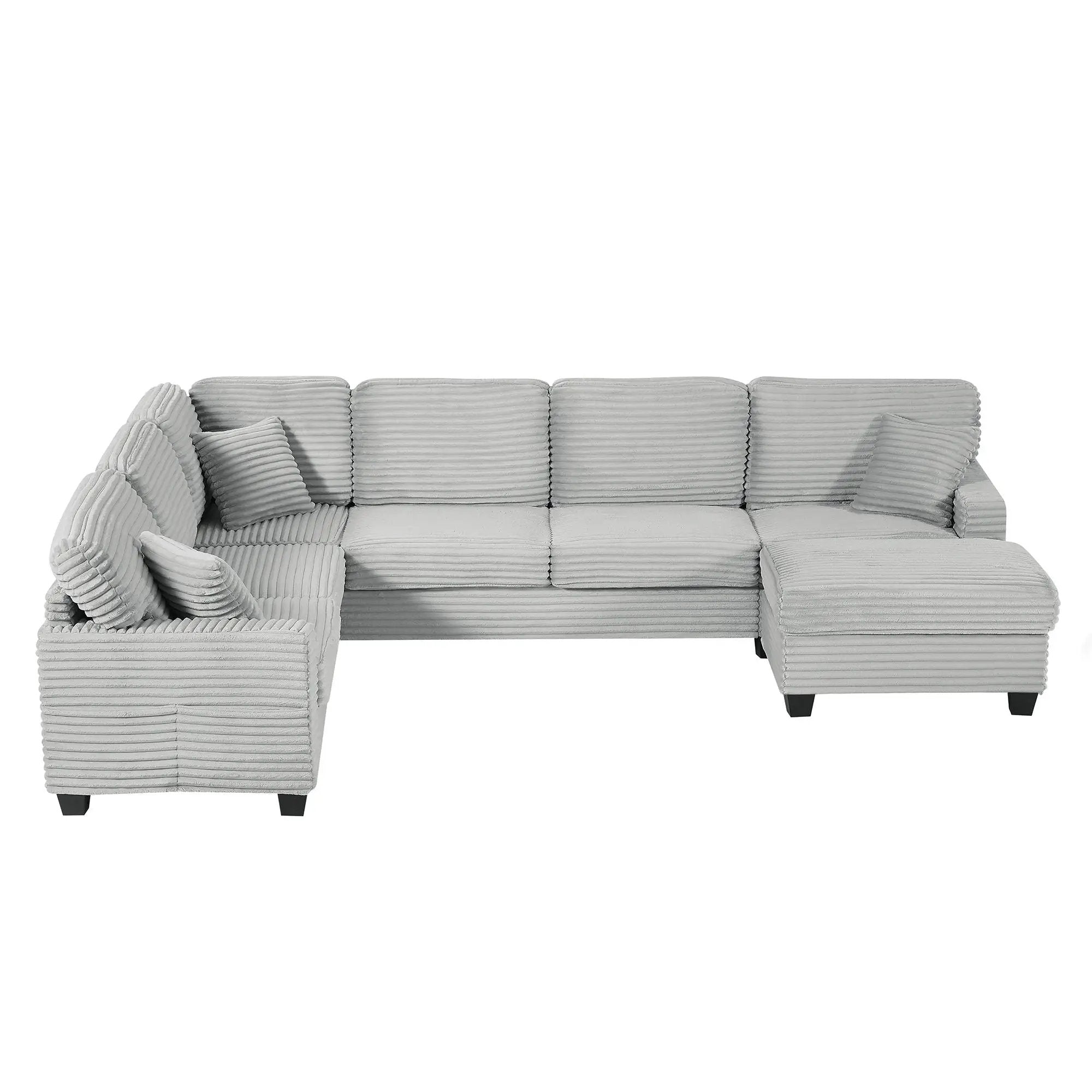 Upholstered U-Shaped Sectional Sofa With Movable Ottoman And Side Storage Pockets by Unique Piece Furniture