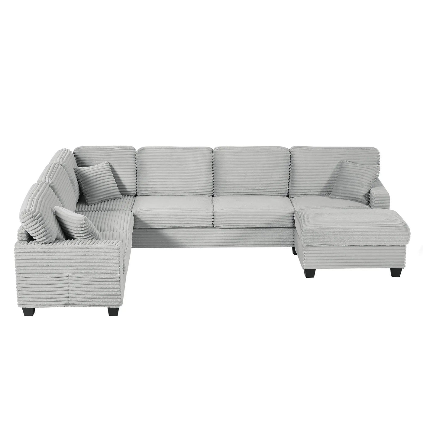 Upholstered U-Shaped Sectional Sofa With Movable Ottoman And Side Storage Pockets by HouseOfZazla