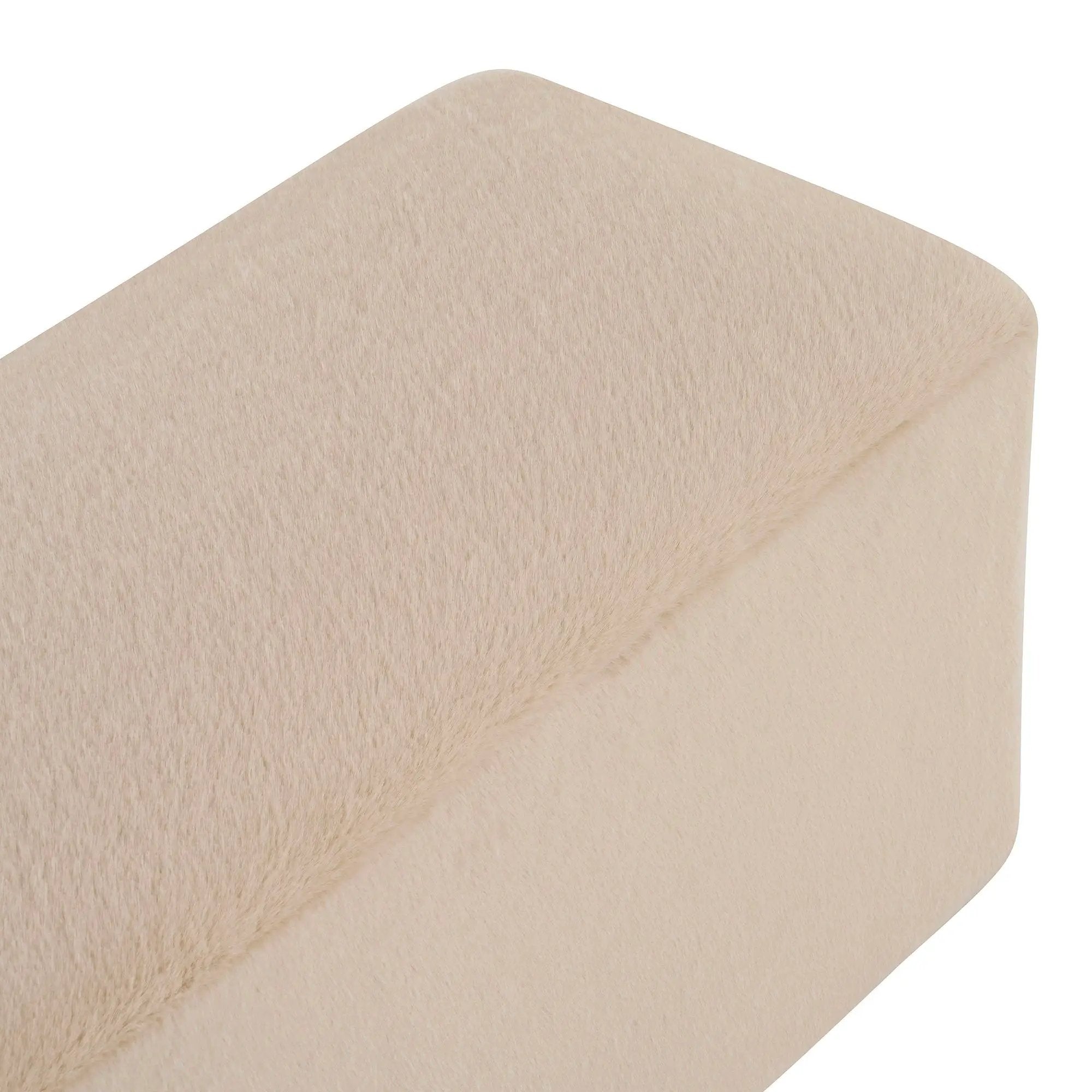 Long Plush Ottoman, Simple Footstool And Seat For Home Use - Almond by HouseOfZazla