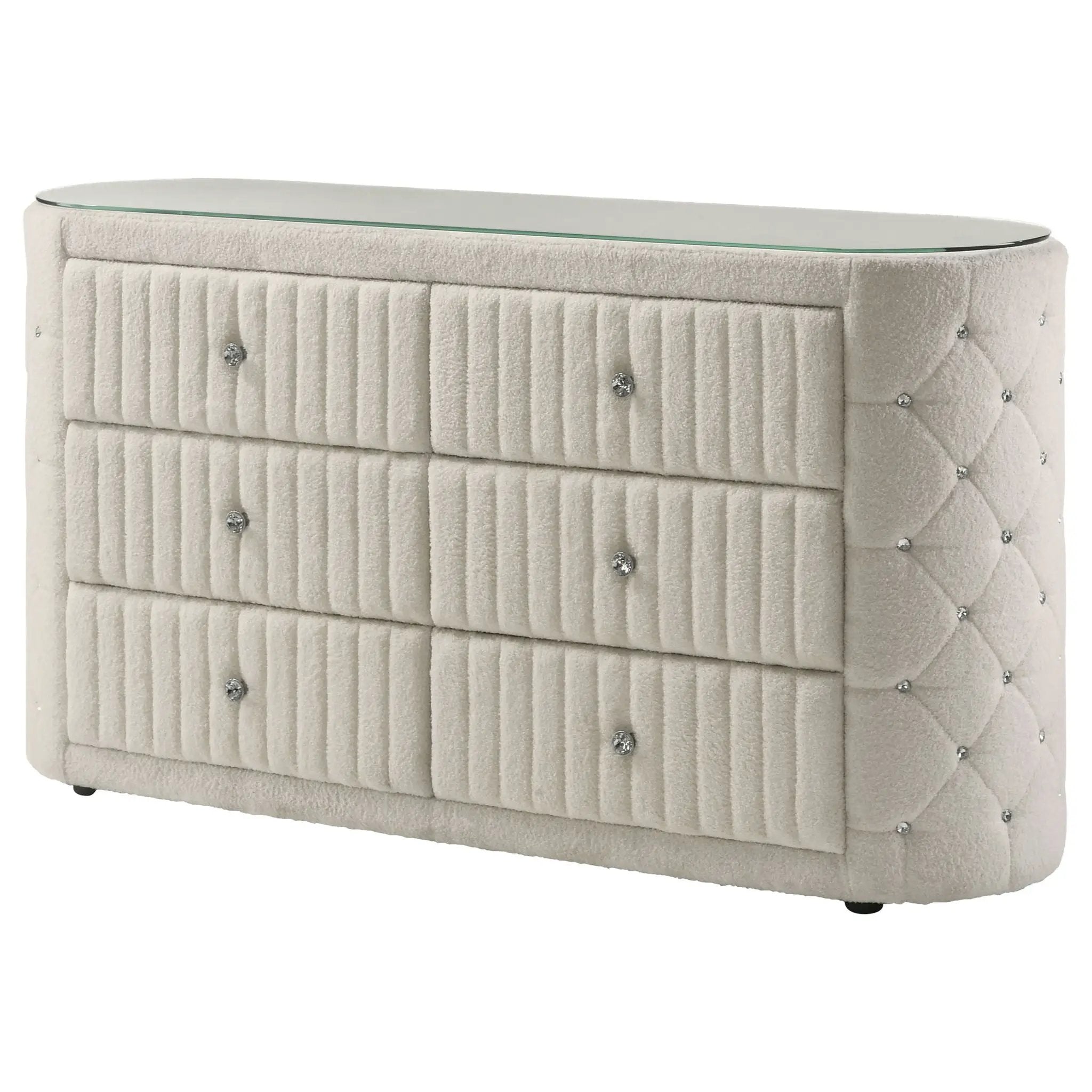 Sonya 6-drawer Upholstered Bedroom Dresser Ivory by Unique Piece Furniture