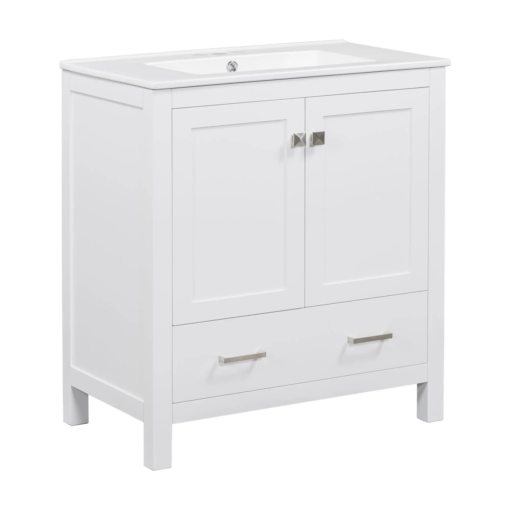 Bathroom Vanity With Single Sink, Combo Cabinet Undermount Sink, Bathroom Storage Cabinet With Two Doors And A Drawer, Soft Closing, Multifunctional Storage, Solid Wood Frame by HouseOfZazla
