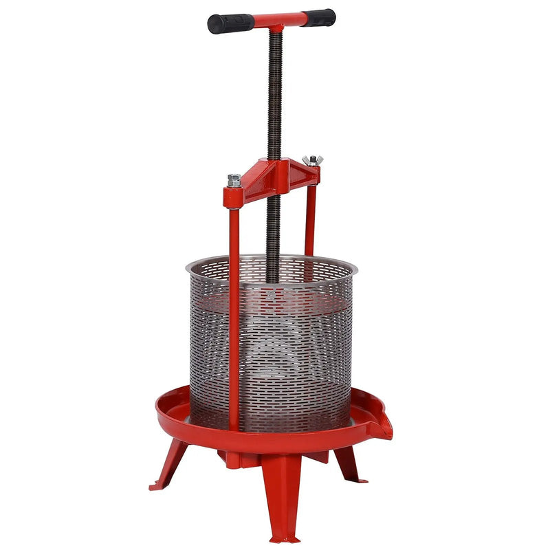 Fruit and Wine Press With T-Shaped Hand Shank, 3.69 Gallon / 14L - Red by HouseOfZazla
