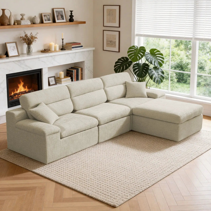 Corner Chaise Sofa With High Backrest by Unique Piece Furniture