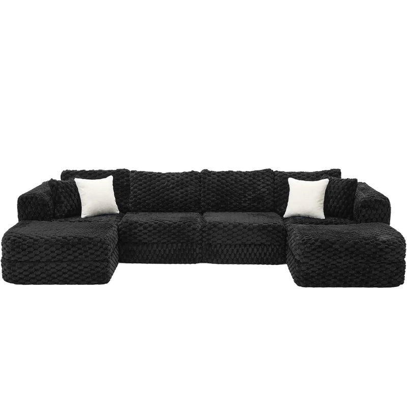 Modular Sectional Sofa, Boneless Couch With 2 Movable Ottomans by Unique Piece Furniture
