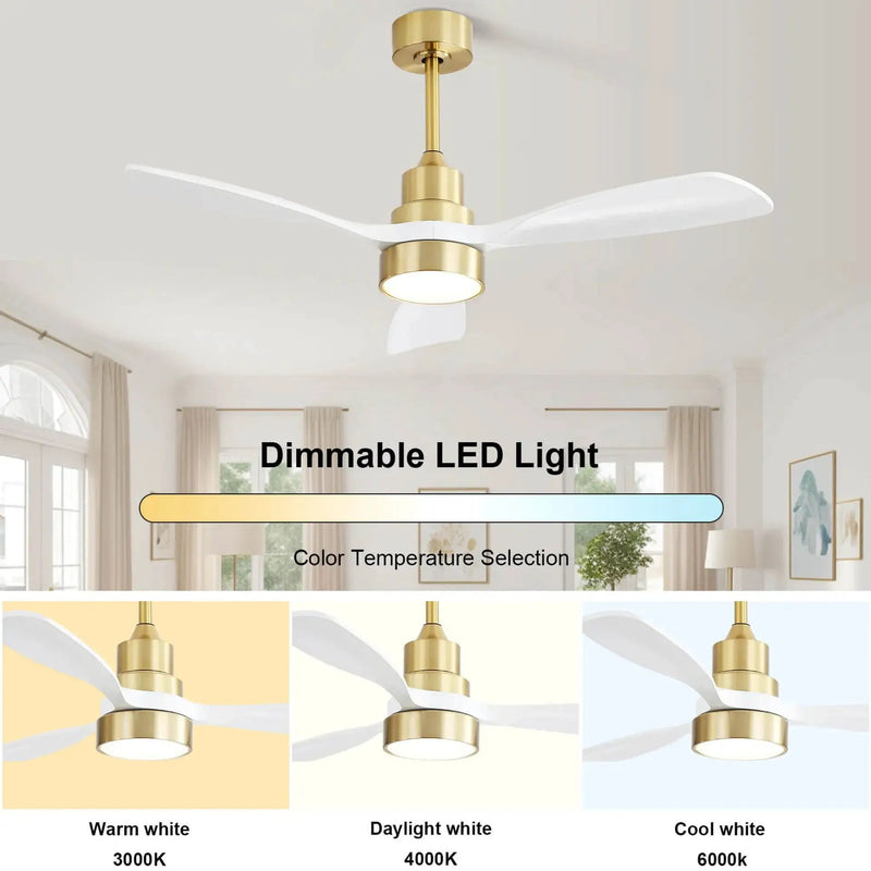 Indoor Ceiling Fan With Dimmable LED Light, 6 Speed Remote ControlLED DC Motor, Reversible Blades by Unique Piece Furniture