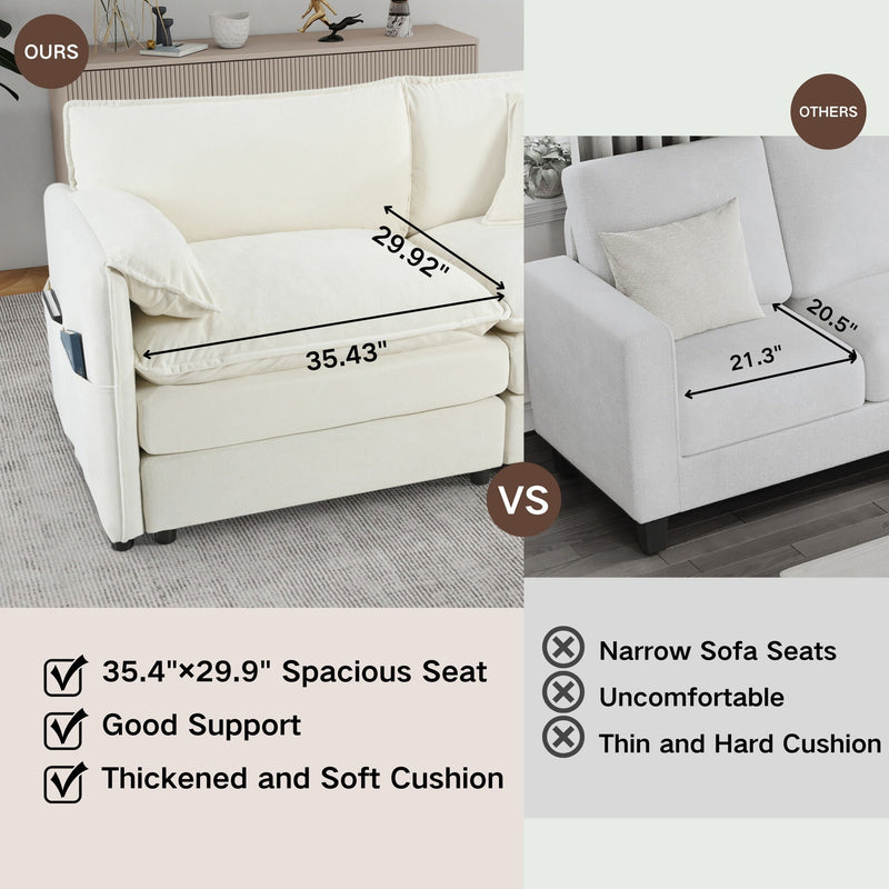 Modern Comfy Deep Seat Modular Sectional Sofa Cloud Couch With Ottoman by HouseOfZazla