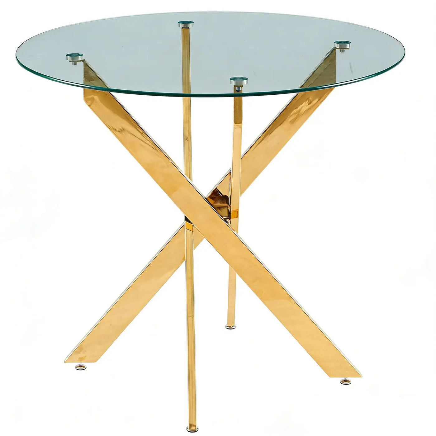 Dining Table With Cross Metal Leg And Tempered Glass, Modern Space Saving Kitchen Table For Living Room by Unique Piece Furniture
