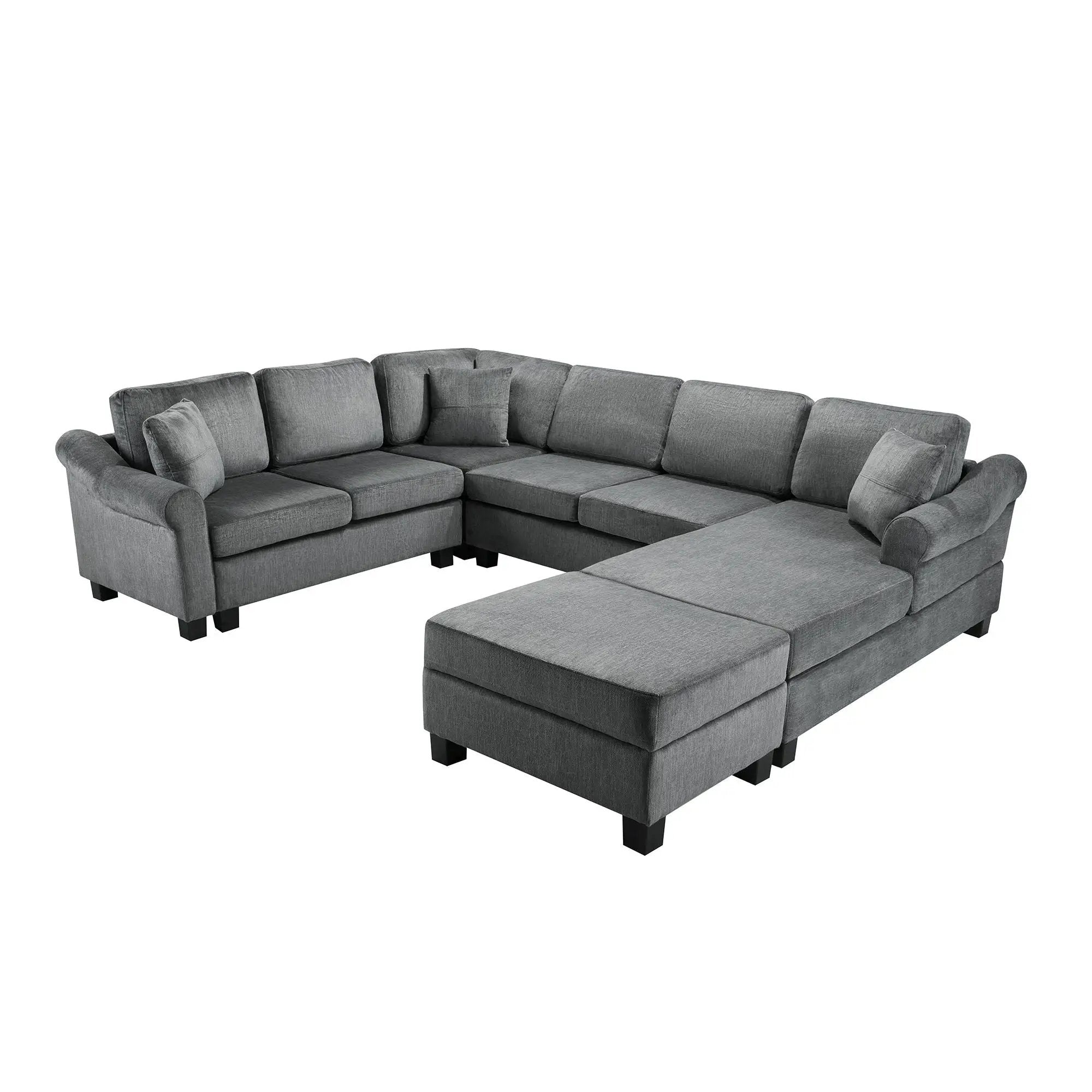 Contemporary U - Shaped Sectional Sofa With Movable Storage Ottoman by HouseOfZazla