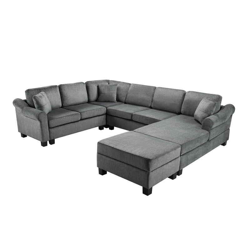 Contemporary U - Shaped Sectional Sofa With Movable Storage Ottoman by HouseOfZazla