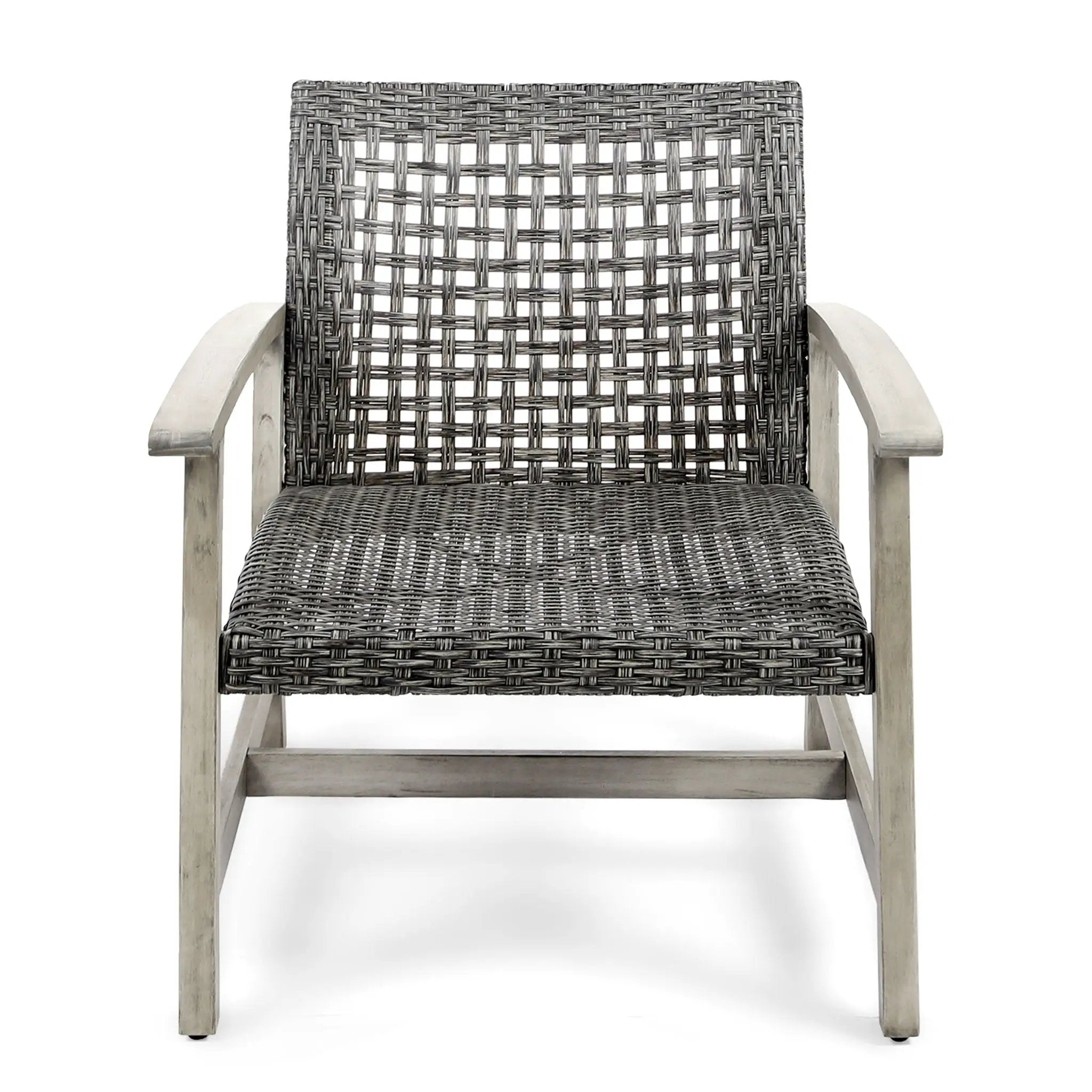 Outdoor Club Chair With Rattan Cover And Acacia Wood Frame - Gray by HouseOfZazla