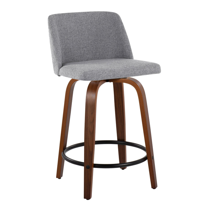 Toriano - Mid Century Modern, Fixed Height Counter Stool & Swivel And Round Footrest (Set of 2) by HouseOfZazla