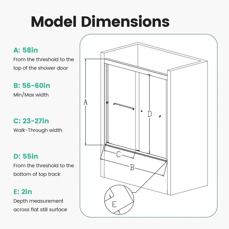 Semi-Frameless Double Sliding Shower Door, Bypass Shower Door, 1 / 4" (6Mm) Thick SGCC Tempered Glass Door by HouseOfZazla