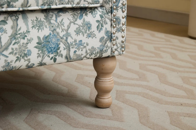 Modern Accent Chair with Retro Wood Legs and Floral Design by HouseOfZazla