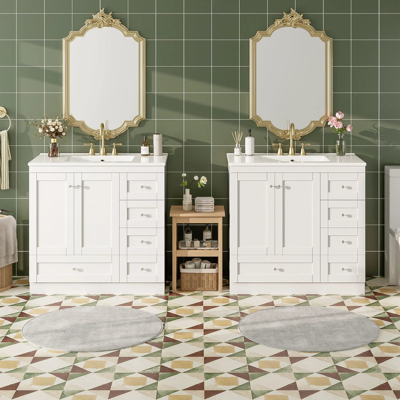 Shaker Free Standing Bathroom Vanity Cabinet & Sink, Soft Close Drawers, Soft Close Doors by Unique Piece Furniture