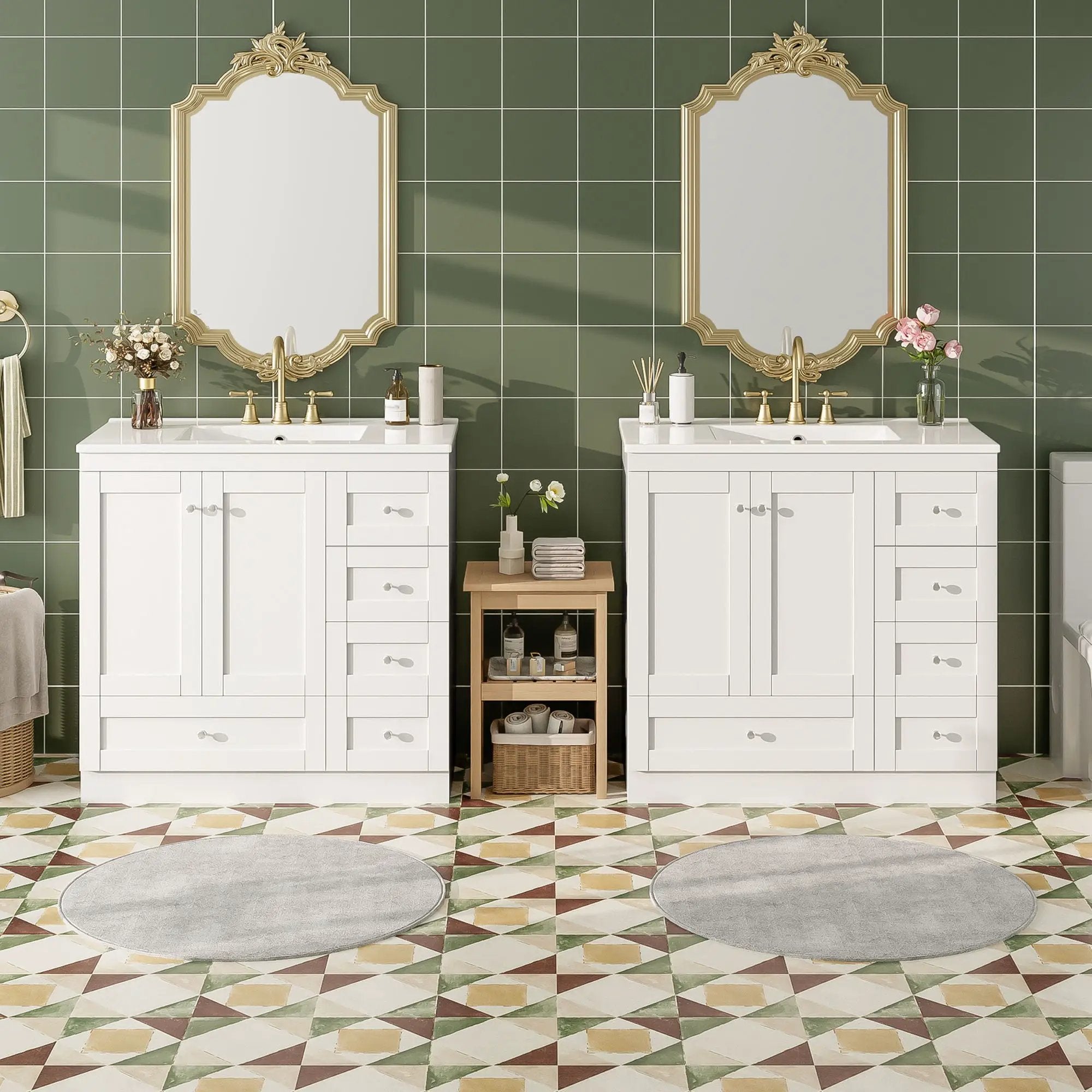 Shaker Free Standing Bathroom Vanity Cabinet & Sink, Soft Close Drawers, Soft Close Doors by Unique Piece Furniture