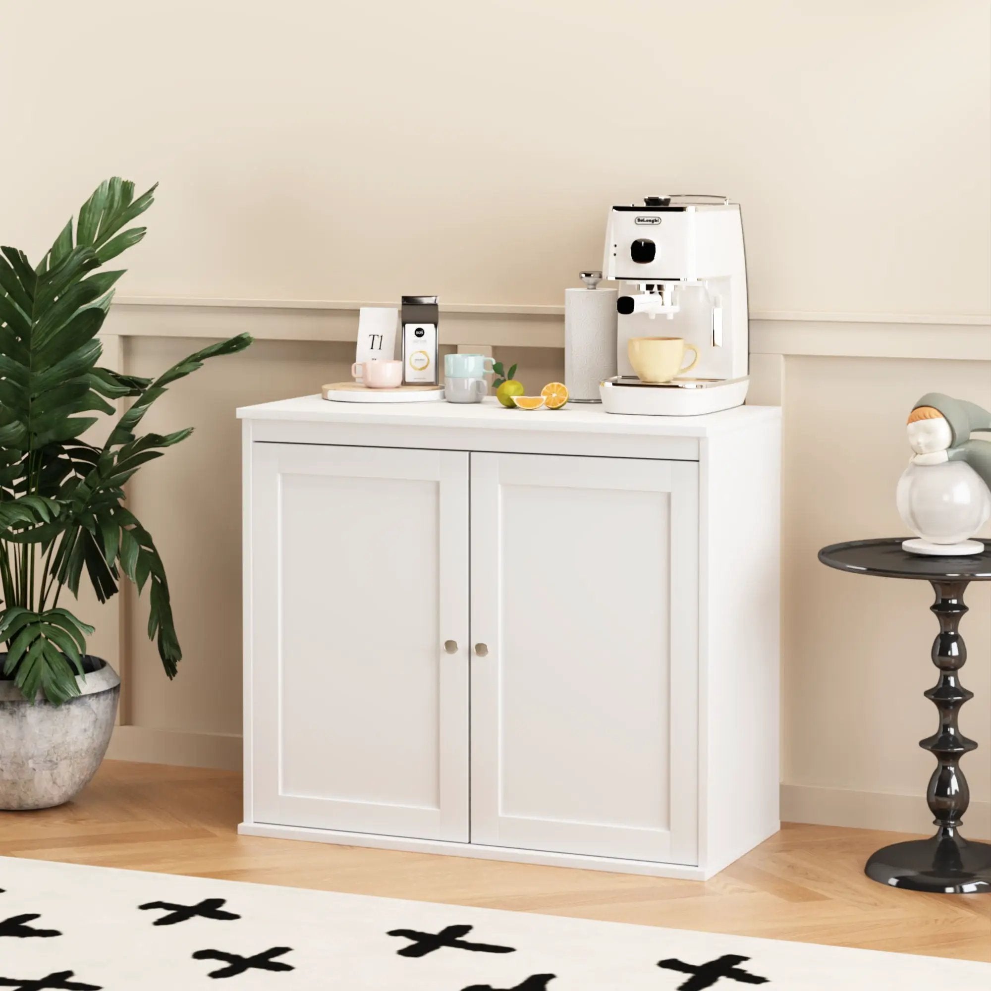 Kitchen Storage Cabinet With Double Doors, Adjustable Shelves, Sideboard Buffet For Dining Room - White by Unique Piece Furniture