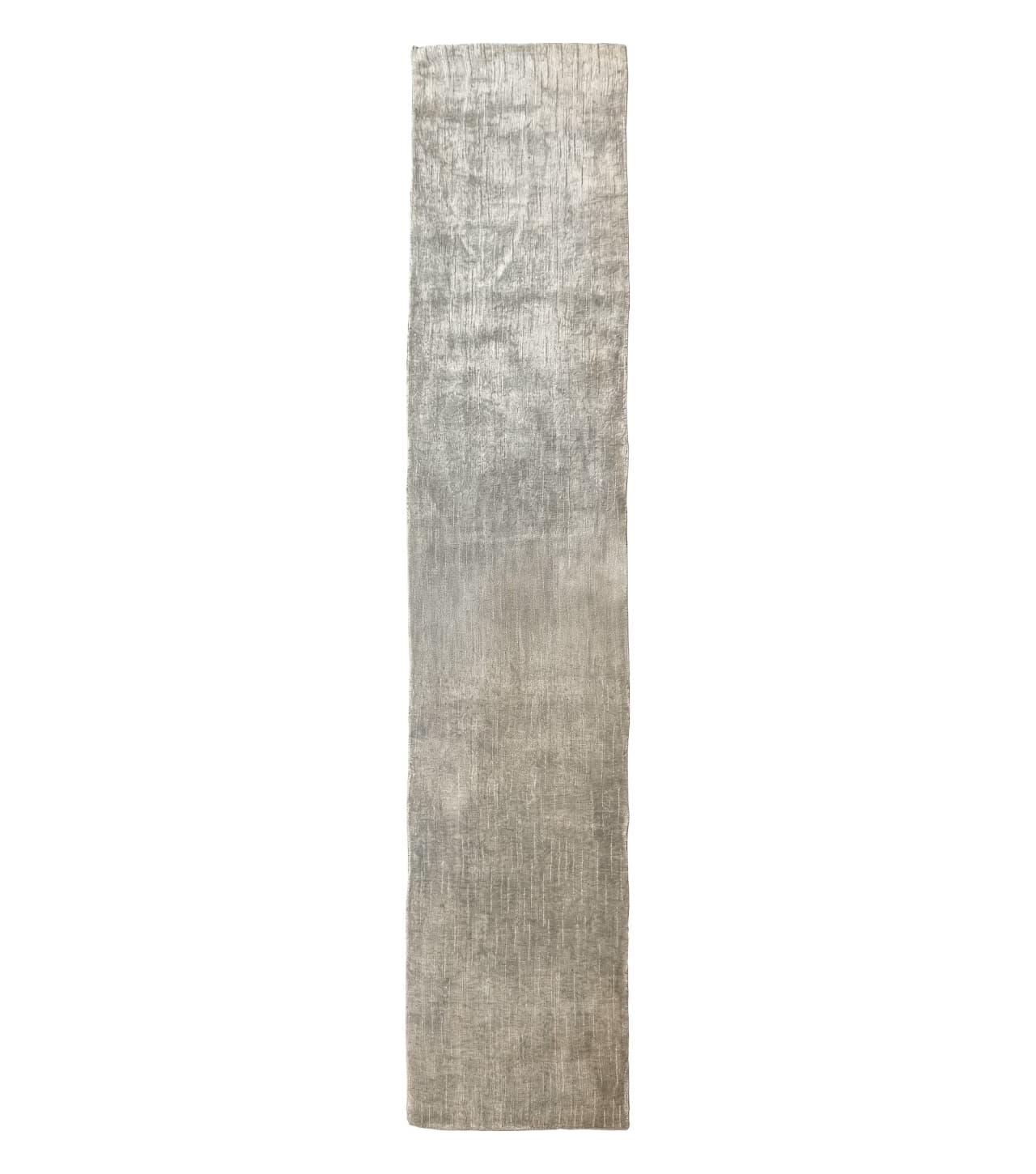 Modern Tibetan Runner Rug 1.9 x 8.6, Wool and Silk Highlights, Gray/Silver, Narrow Runner for Hallway or Kitchen by Jewel Rugs