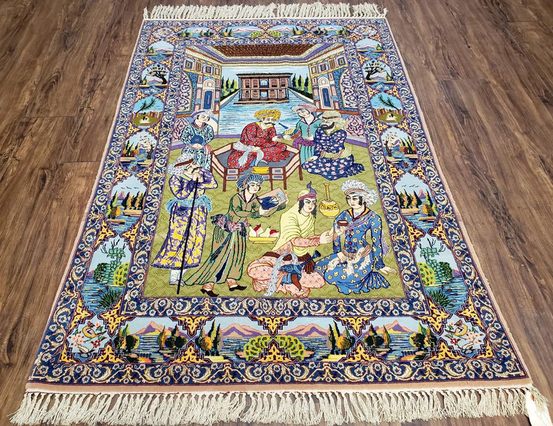 Persian Isfahan Pictorial Rug 3x5 – Kork Wool on Silk by Jewel Rugs