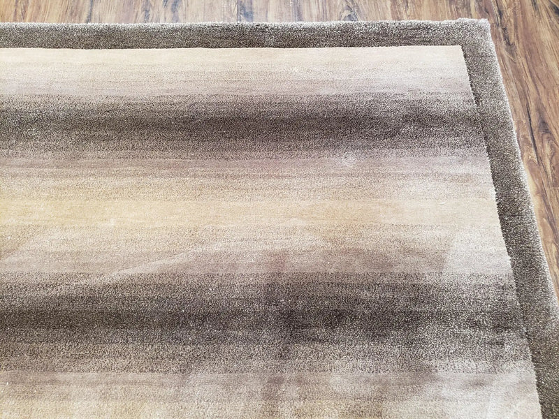 Vintage Safavieh Tibetan Indian Rug 6x9, Nepal Rug, Handmade, Striped Rug, Brown & Beige, 6x9 Oriental Carpet, Wool, Soft by Jewel Rugs