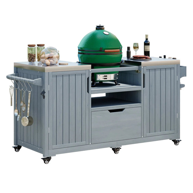 K&K 66.5" Outdoor Kitchen Island for Big Green Egg Grills by HouseOfZazla