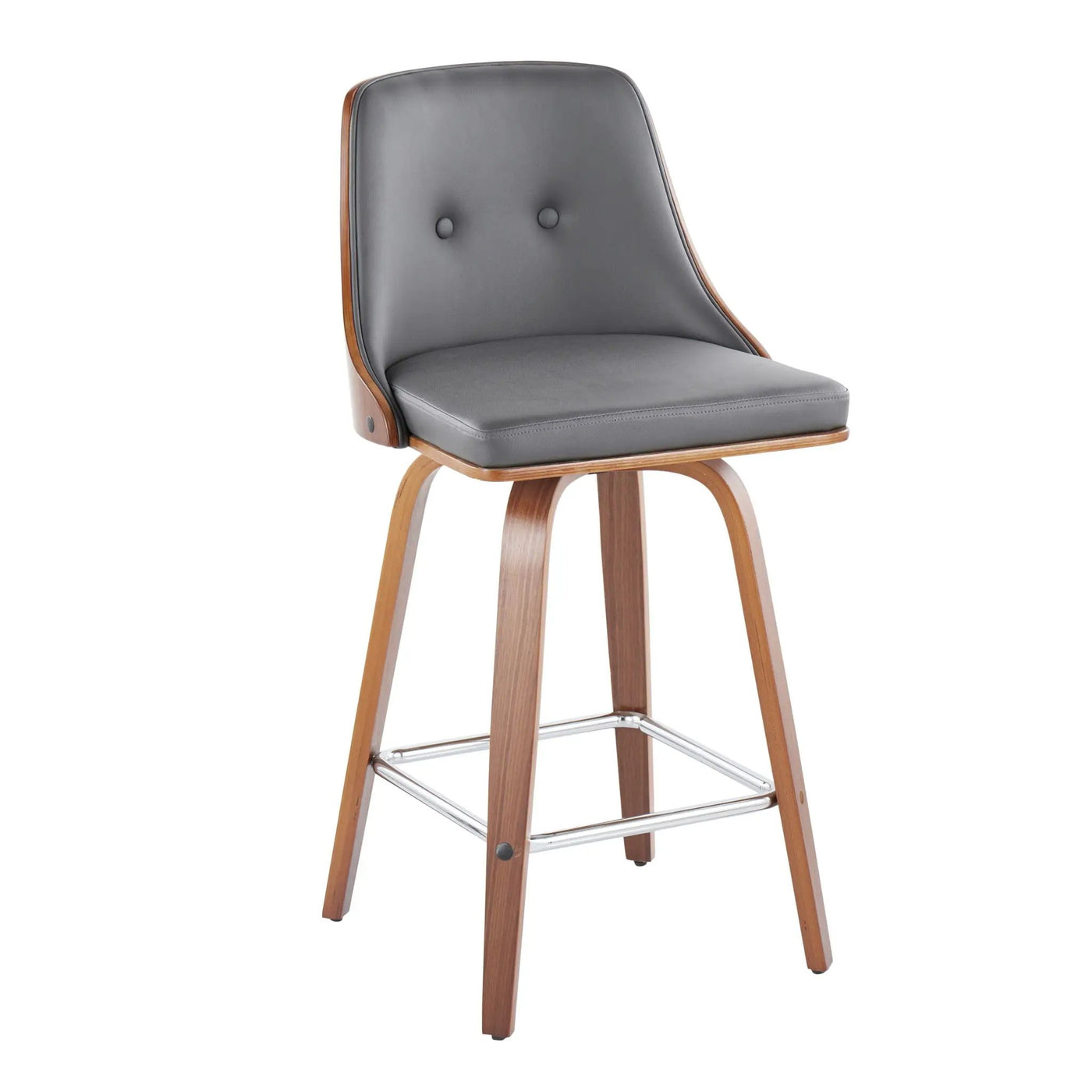 Gianna - Mid Century Modern Fixed Height Counter Stool With Swivel With Square Footrest (Set of 2) by HouseOfZazla