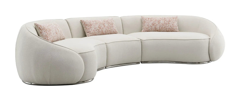 Sahara - Boucle Sectional Sofa With 3 Pillows - Beige by Unique Piece Furniture